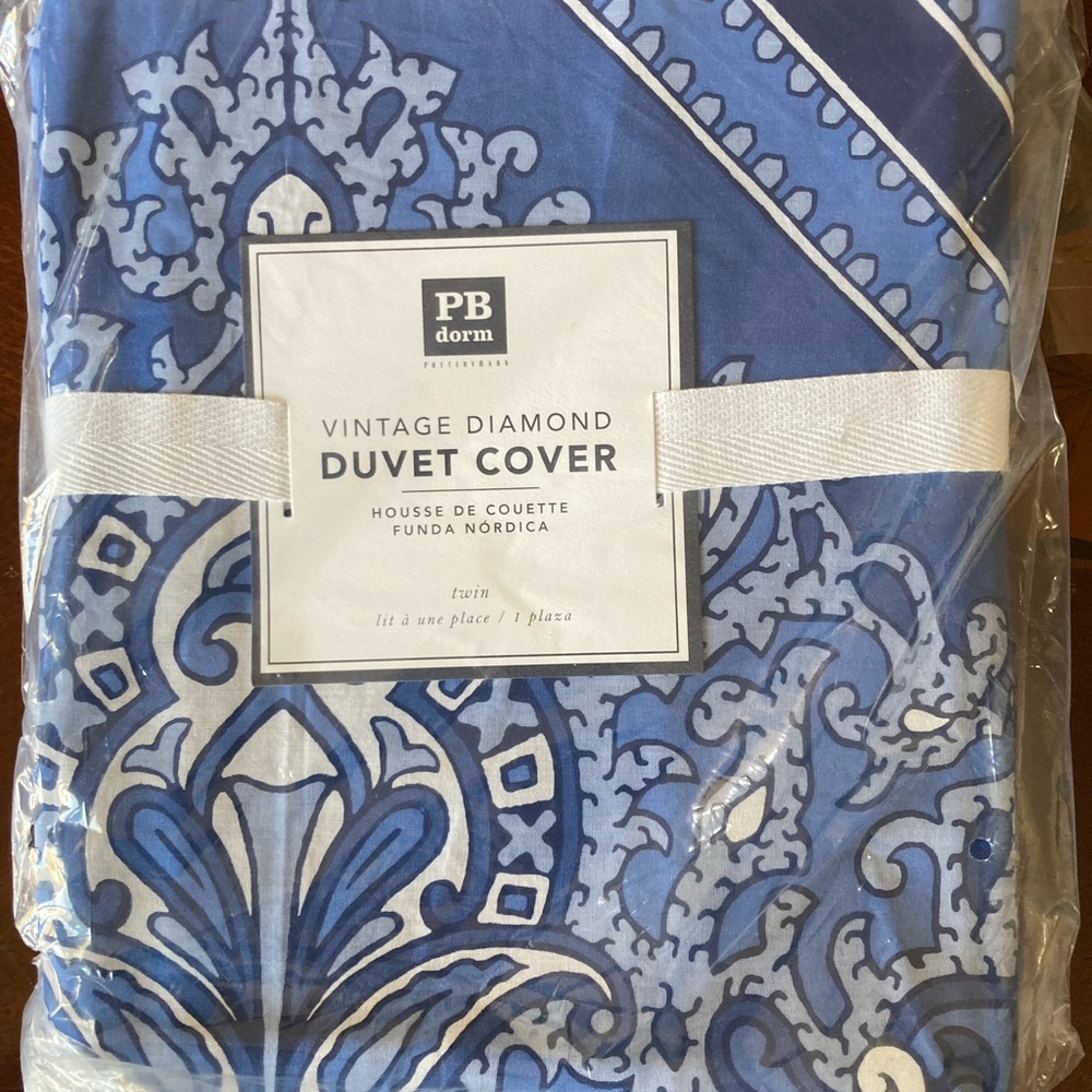 NEW Pottery Barn Teen Duvet Cover Twin Vintage Diamond NWT Dorm Room
